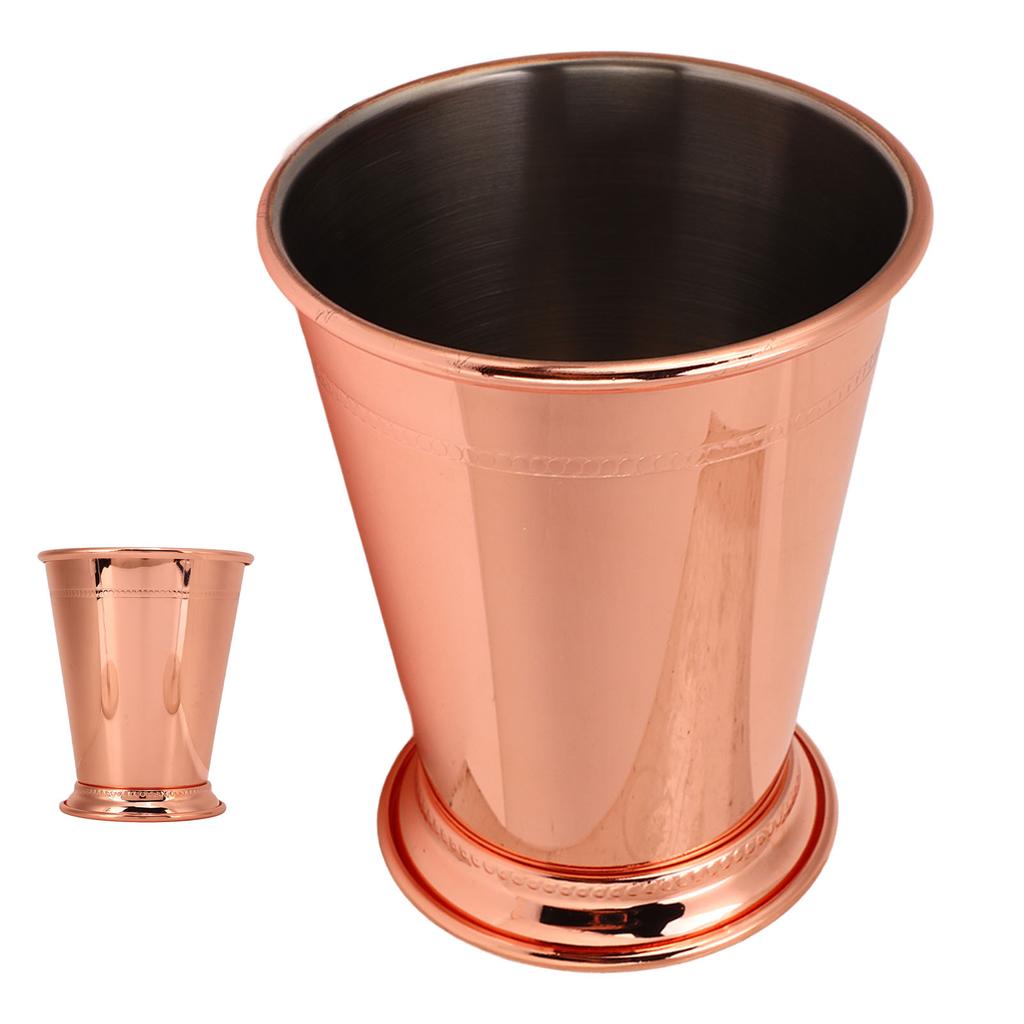 Julep Cup Stainless Steel Elegant Retro High Stability Beaded Mint Julep Cup for Home Rose Gold