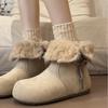 Winter New Boken Boots Women Wear Warm Thick Velvet Snow Boots Big Head Women's Boots