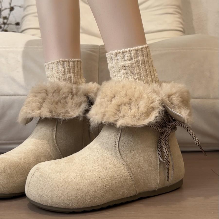 Winter New Boken Boots Women Wear Warm Thick Velvet Snow Boots Big Head Women's Boots