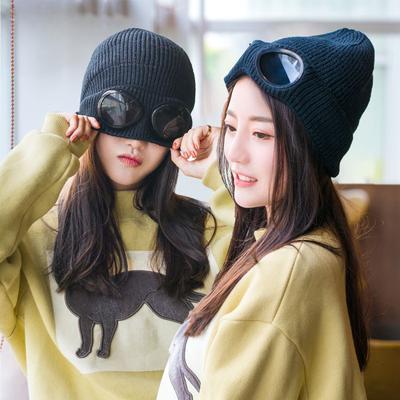 Knitted Hat for Women with Dome with Lenses Creative Wool Hat for Autumn and Winter Warmth and Cold Protection