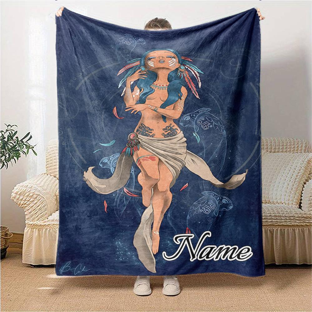 Custom Name Fiery Warrior'S Crown Party Blanket For Couch Bed Plush Cozy Fuzzy Blanket Super Soft Warm Blankets For Fall And Winter 0916281