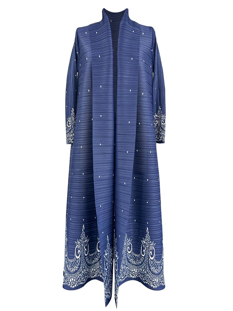 Women's Issey Miyake Pleated Print Cardigan Abaya - Long, Plus Size Arab Robe