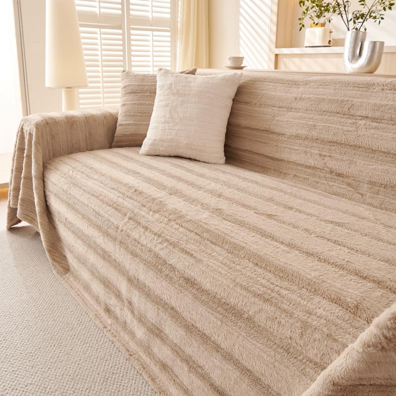 Winter Rabbit Wool Camping Picnic Sofa Cover Housses De Canapé Funda Sofa Thick Streaks Sofa Covers Mats Throw Blankets