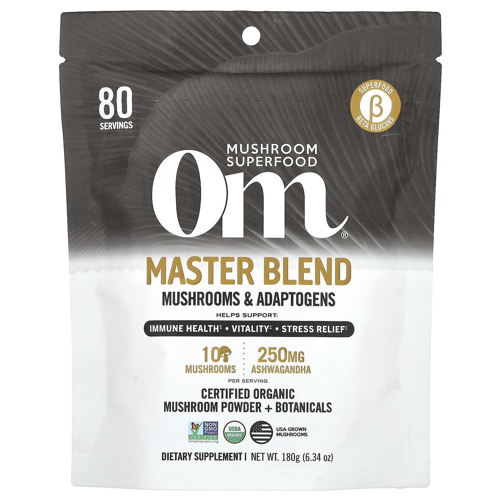 

Master Blend, Certified Organic Mushroom Powder + Plant Ingredients, 180G(6.34Oz)