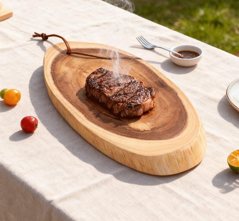 High-End Irregular Acacia Wood Cutting Board & Platter for Camping and Picnics