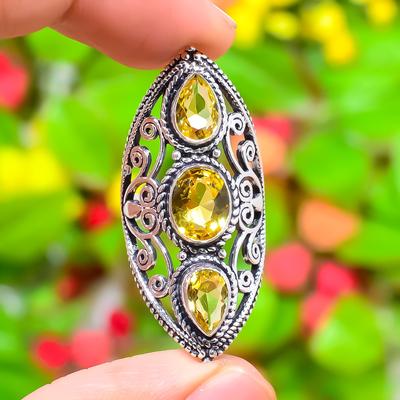 Bague cadeau en argent sterling 925 faite à la main avec pierre précieuse en citrine naturelle, taille 6,5 f9z46