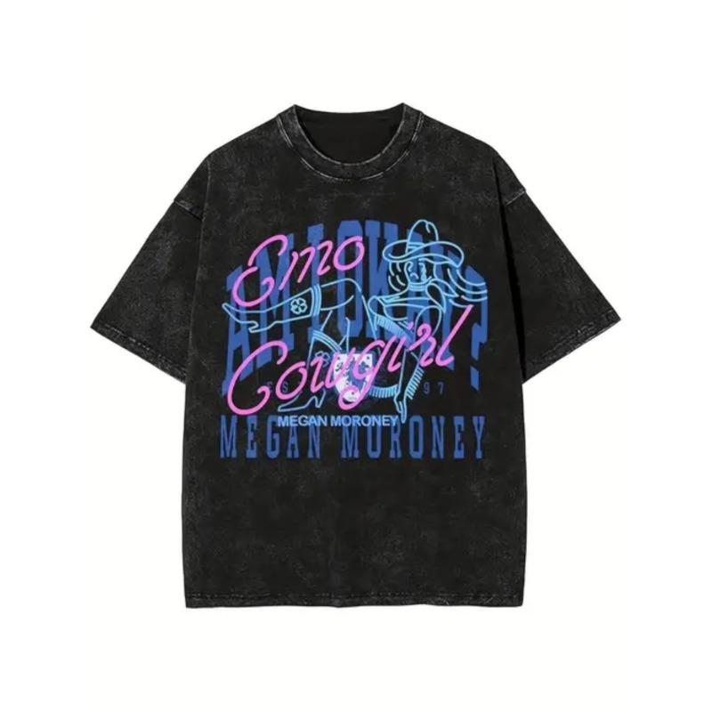 

European Size Men S Retro Washed T-Shirt | Loose Fit, Short Sleeved, Crew Neck, Geometric Pattern, Casual Style, Perfect For All-Season 5XL чорний