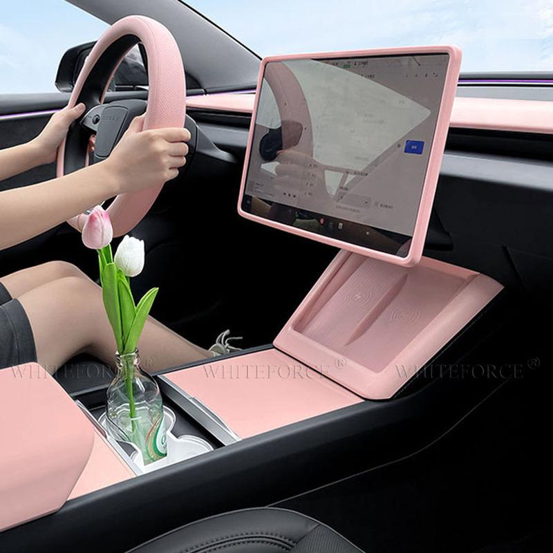 For Tesla Model Y Juniper 2025 Model 3 Highland Wireless Charging Silicone Pad Screen Protective Cover Protection Charging Frame