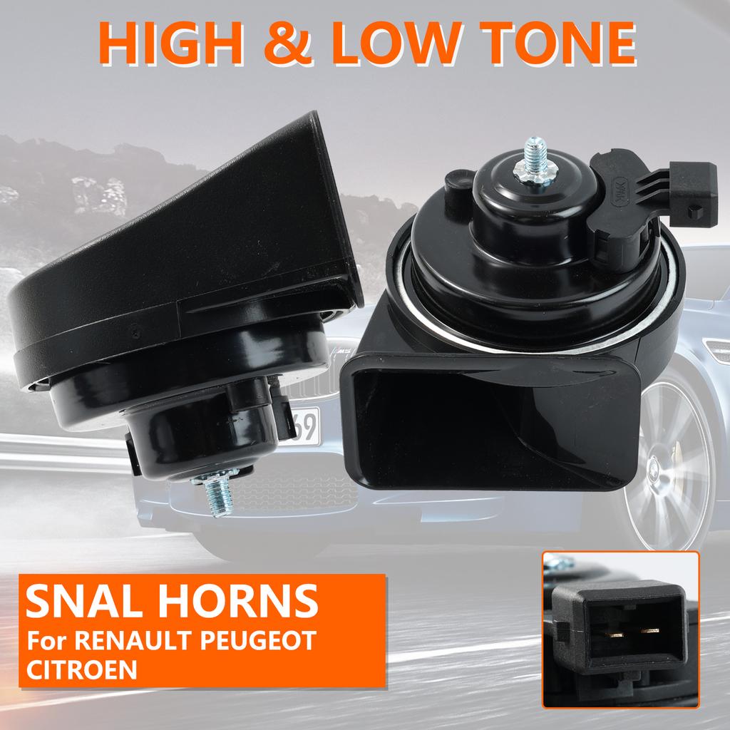 12V 110-125db 410/510Hz High Low Pitch Snail Horn Loud For Peugeot 106 206 307 308 405 406 605 607 806 Boxer Bipper & Tepee