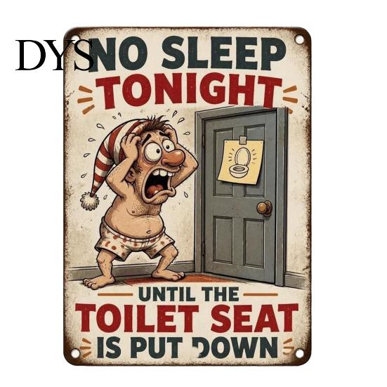 Familien Badezimmer Regeln Humorvolles Toilettensitz Erinnerungsschild, Setz dich Hin Dekoratives Eisen Wand Schild Vintage Metall Plakette Dekor für WC Waschraum Bar
