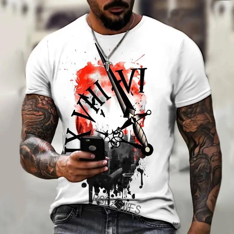 2026 Summer Men's Short Sleeve 3D Printed Pattern Retro Compass Street Cool Trendy