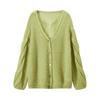 Women's Relaxed Fit V-Neck Wool Blend Knit Cardigan
