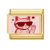 Vintage Pink Strawberry Watermelon Cat Dog Star Butterfly Golden Charm Links 9MM Stainless Steel Bracelet DIY Making Jewelry