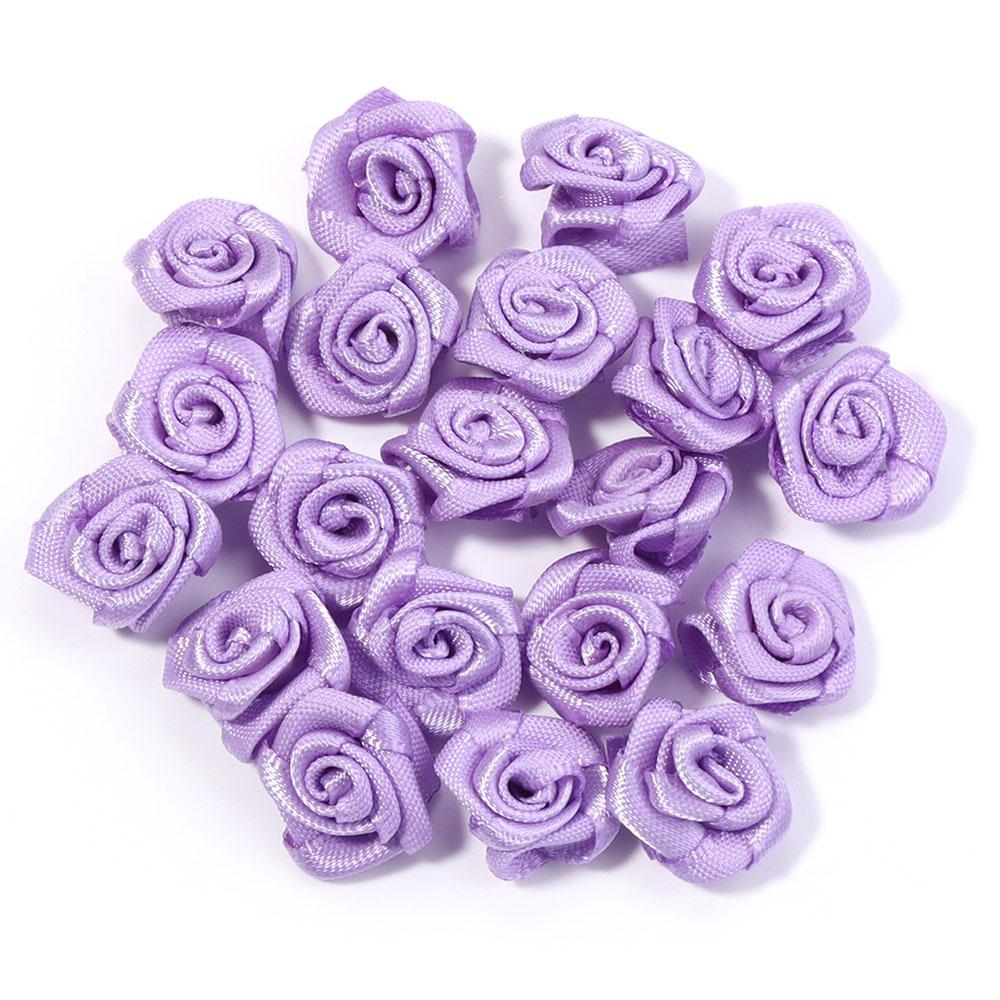 20pcs 1.5cm Polyester Rose Flowers Colorful Mini Artificial Flowers For Wedding Party DIY Wreath Clothing Headwear Decoration