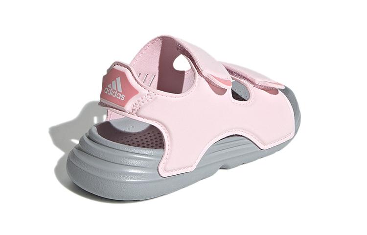 Adidas Swim Synthetic Leather Slip Resistant Anti Kick Cushioning Low top Toddler Shoes Pink Gray FY8065