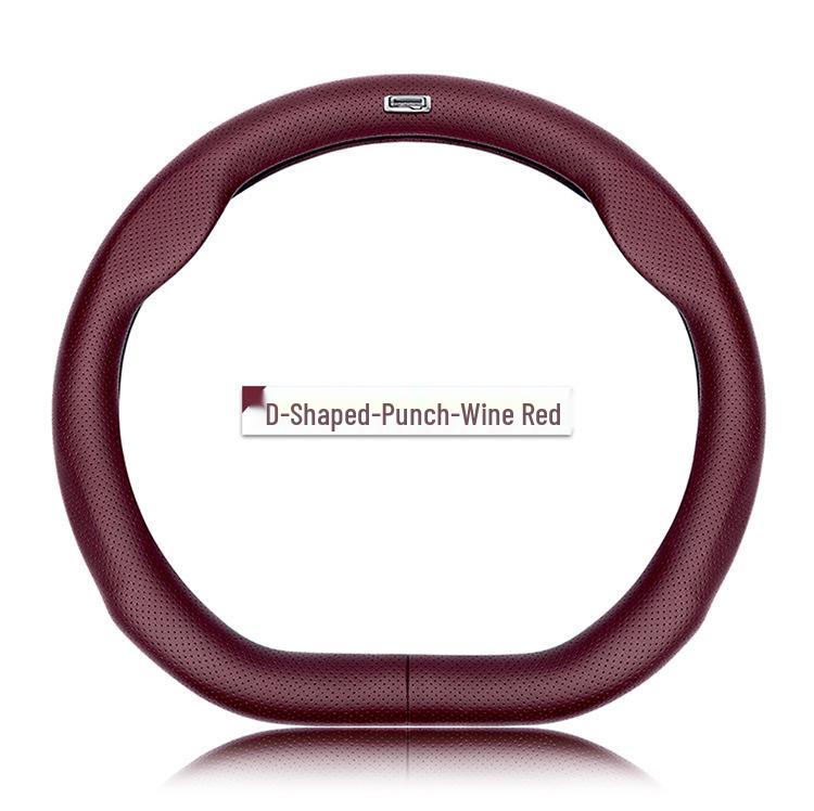 Qoros 7/5 D-Form Echtleder Lenkradbezug, Rutschfest, Ultradünn, Universell für alle Jahreszeiten.