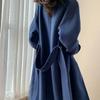 Giacca in Tweed da Donna Autunnale Stile Coreano Larga di Media Lunghezza Monocolore Cappotto Temperamentale