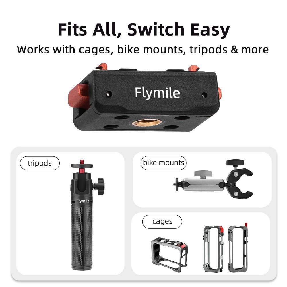 FLYMILE Quick Release 1/4 Base for Insta360 Ace Pro 2/Ace Pro/Ace/X5/X4/X3/X2 Magnetic Snap On Dual Locking System