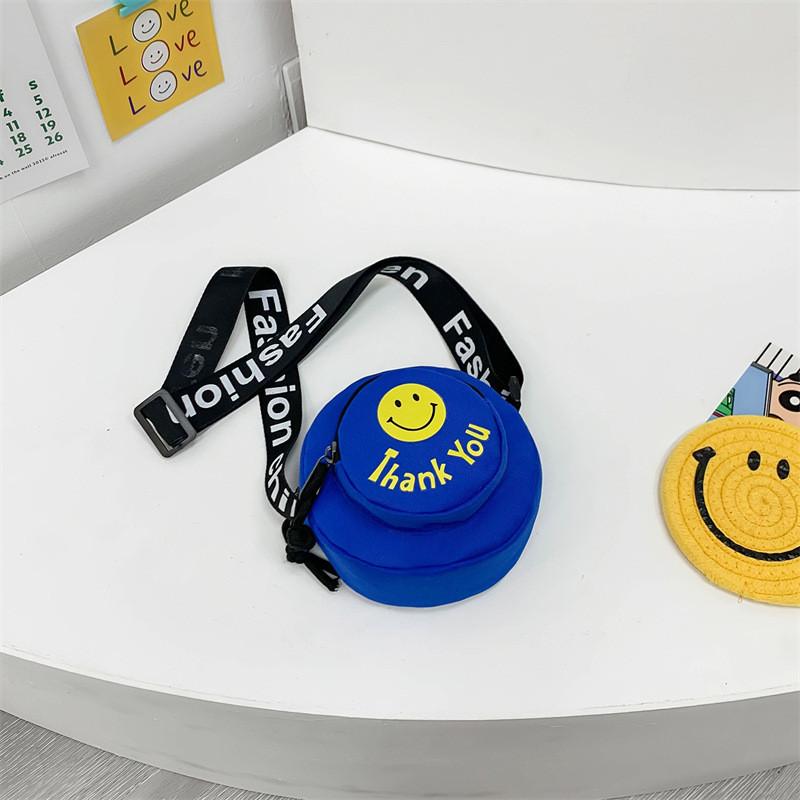 Smiley Face Cartoon Printed Backpack Canvas Shoulder Bagfor For Girls Boys And