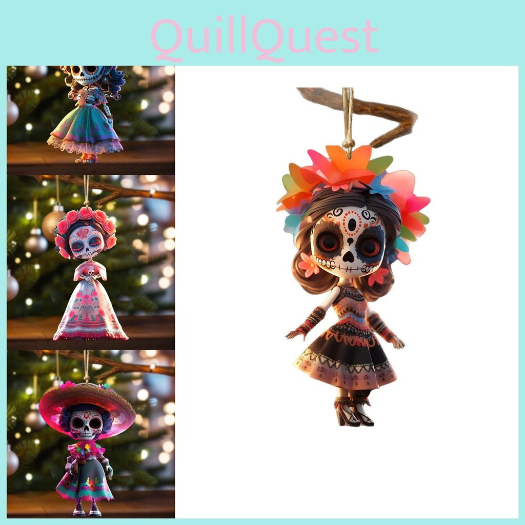 The Of Day Dead Theme Girl Pattern Acrylic Pendant For Festival Decoration