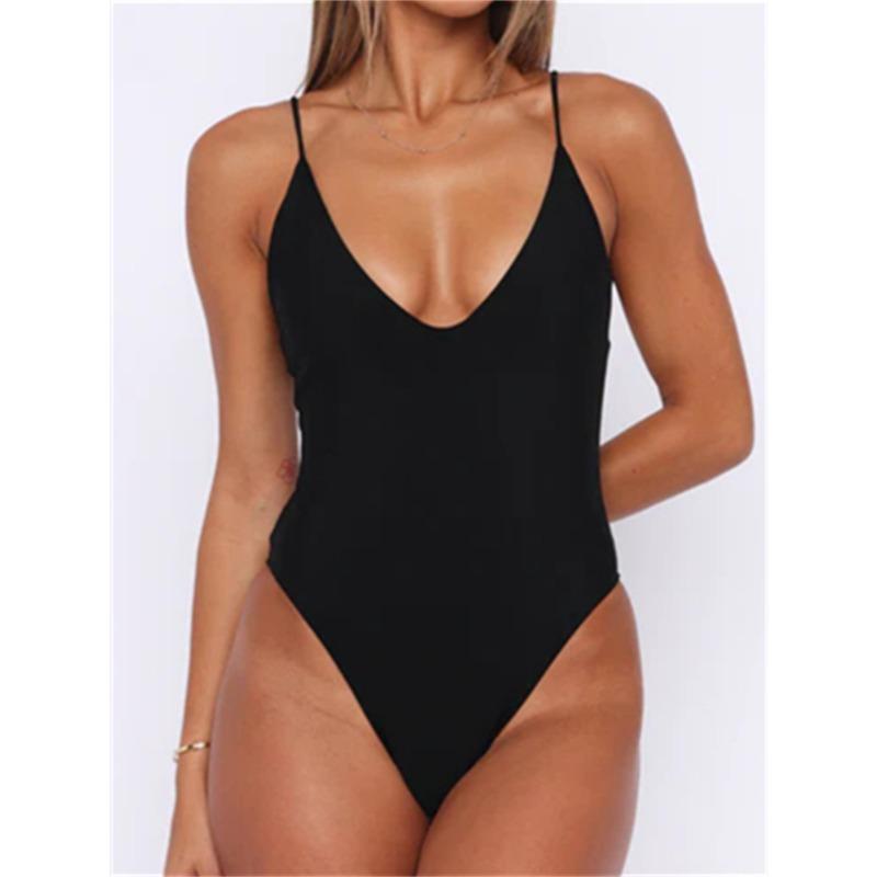 Nouveau Maillot de Bain Sexy Une Pièce Multicolore Européen et Américain Maillot de Bain Amincissant Uni Sans Dos
