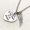 My Heart Is In Heaven Necklace Angel Wing Heart Pendant Memorial Jewelry for Men and Women