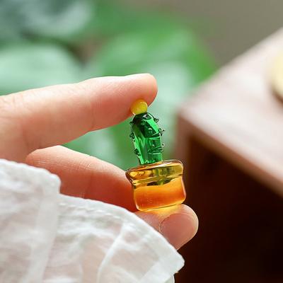 Figurka kaktusa miniaturowa ze sztucznego kryształu Szklana dmuchana ręcznie Roślina tropikalna w doniczce Ozdoba do domu Biura Biurka Blatu Wnętrza Samochodu Deski Rozdzielczej