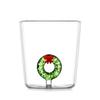Unique Christmas Glass Mug Elegant 3D Christmas Glasswares Wreath Designs Cup for Holiday Celebration