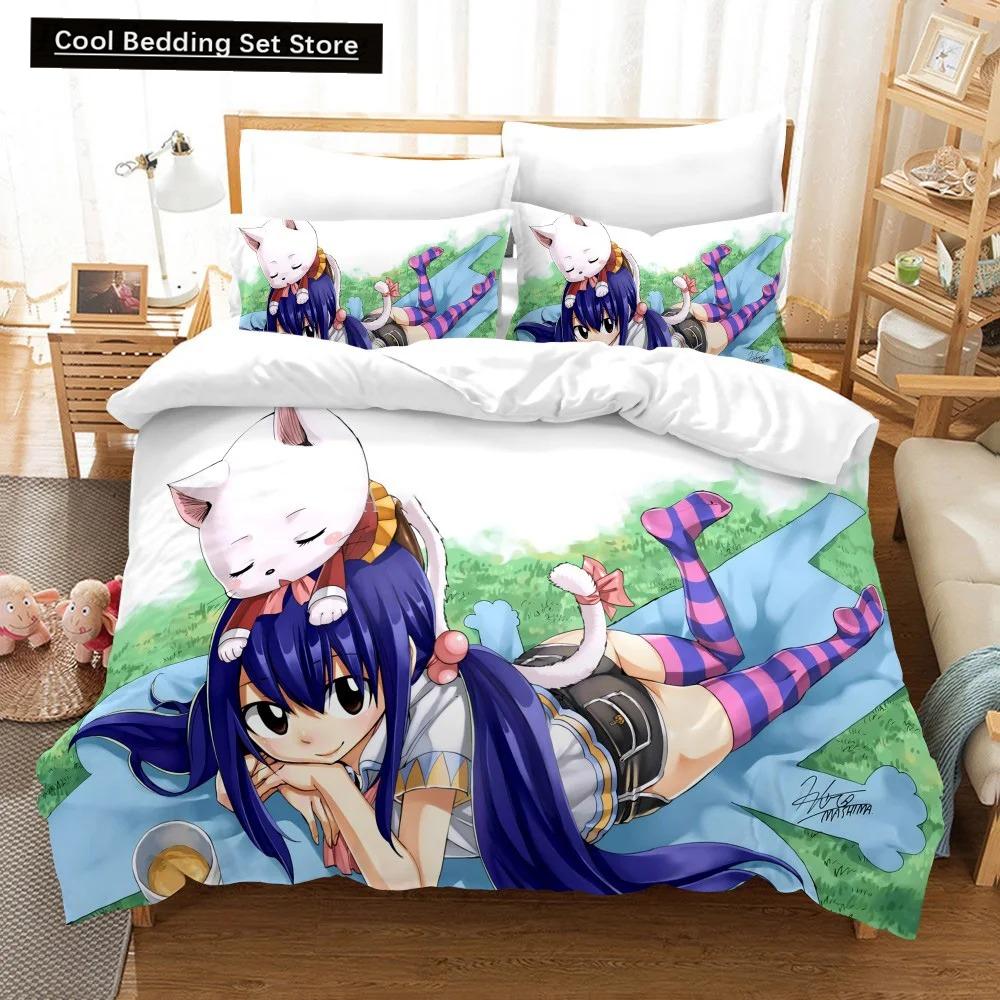 3D Print Anime Fairy Tail Logo Natsu Bedding Set Boys Girls Twin Queen Size Duvet Cover Pillowcase Bed Kids Adult Home Textiles