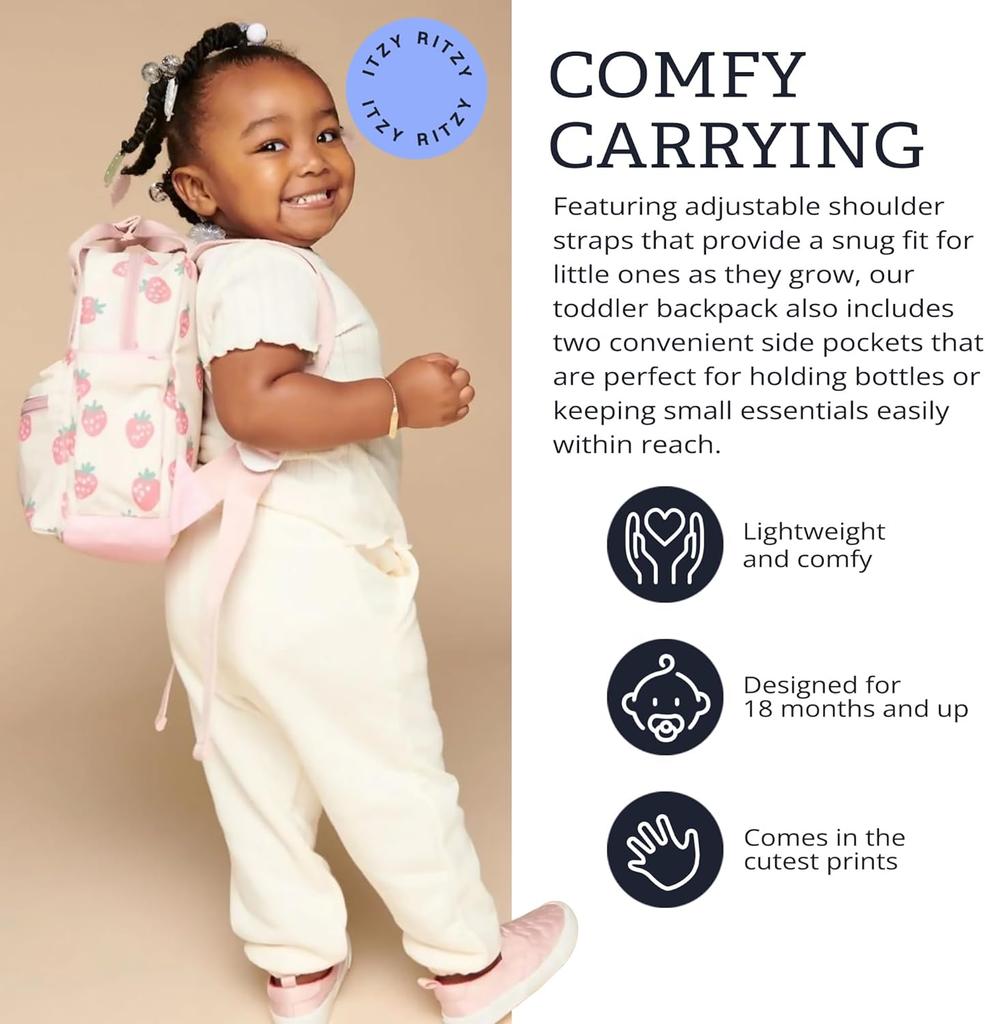 Backpack - Daycare Bag - Features Adjustable Shoulder Straps Strawberry School Bag