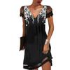 Women's Ethnic Style V-Neck Gradient Print Lace Mesh Casual Dress