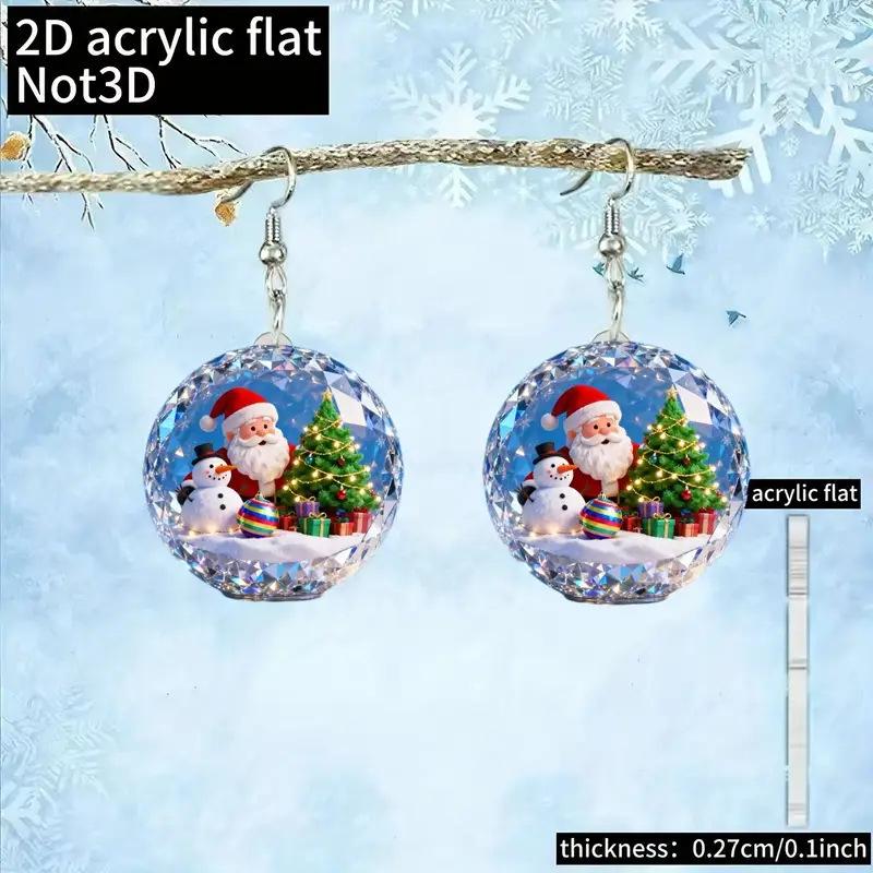 Cross-border new crystal ball shape earrings creative flat acrylic Christmas gifts Santa earrings