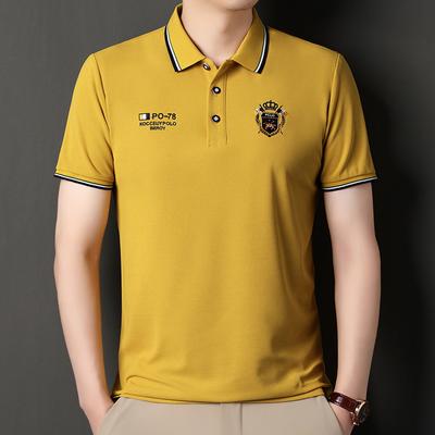 Polo brodé à manches courtes pour hommes, haut d'été ample et décontracté à col polo pour hommes