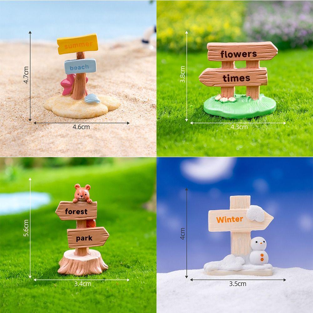 Multicolor Micro Road Signs Resin Mini Signpost Figurine Craft Miniature Road Board