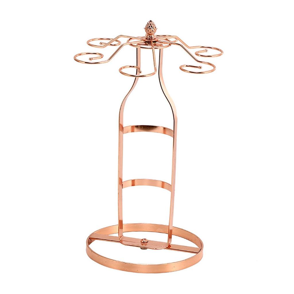 2 in 1 Wine Rack Stemware Storage And Display 6 Glasses Bottle Unique Iron Goblet Drying
