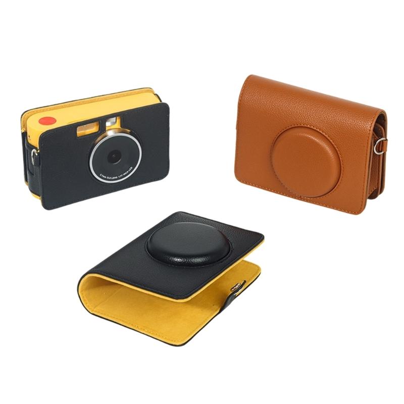 PU Leather Case Camera Bag with Shoulder for MS200 Solid Color Carrying Case Portable