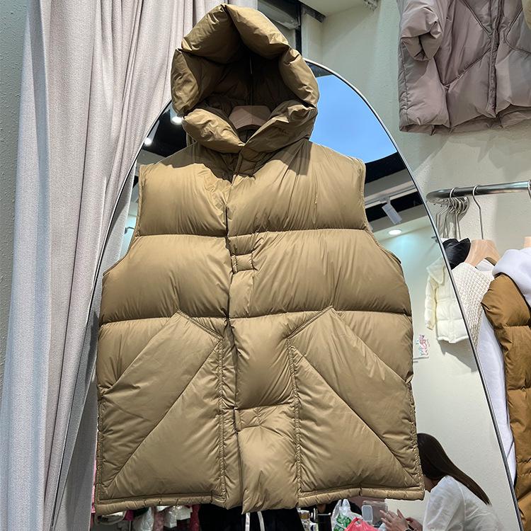 Autumn and winter down vest women's loose hooded thickened white duck down fashion casual vest vest vest tide