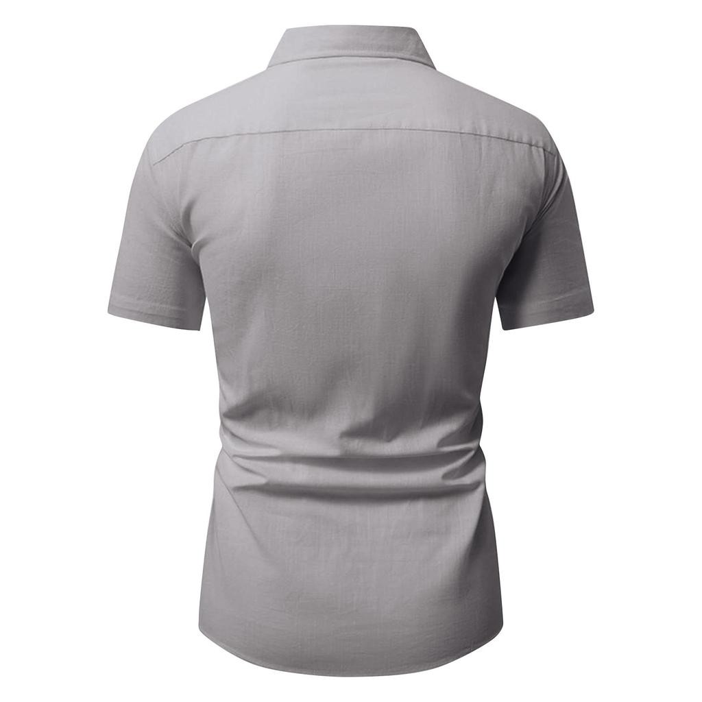 Herr Enfärgad Knappficka Kortärmad Skjorta Herr Casual Mode Kortärmad Skjorta
