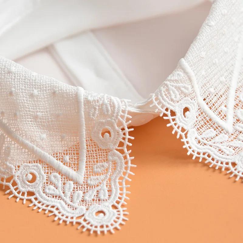 Lace Fake Collar Women Lapel Button Down Detachable White Lapel Half Shirt False Collars Girls Removable Decor Nep Kraagie