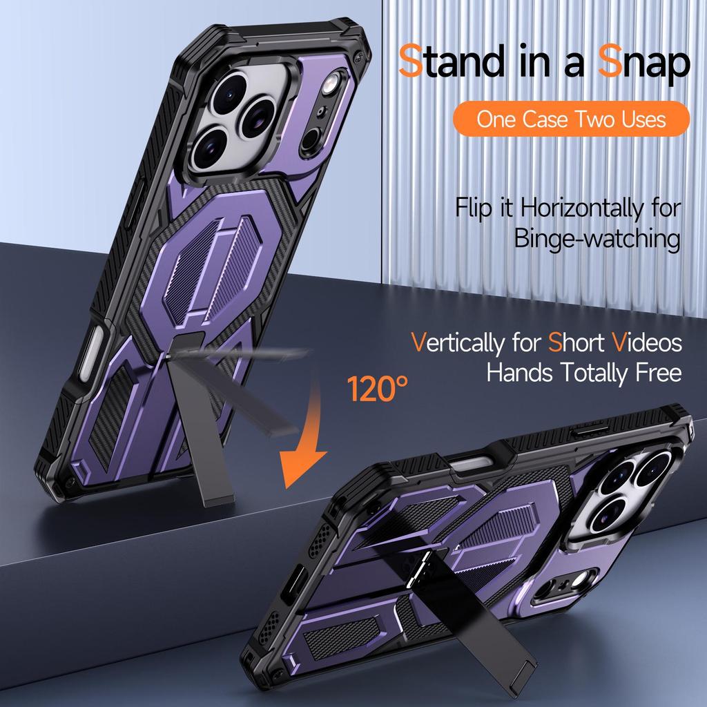 Military-Grade Drop-Proof Phone Case with Stand for Apple 17 Pro Max and 16 Pro Max