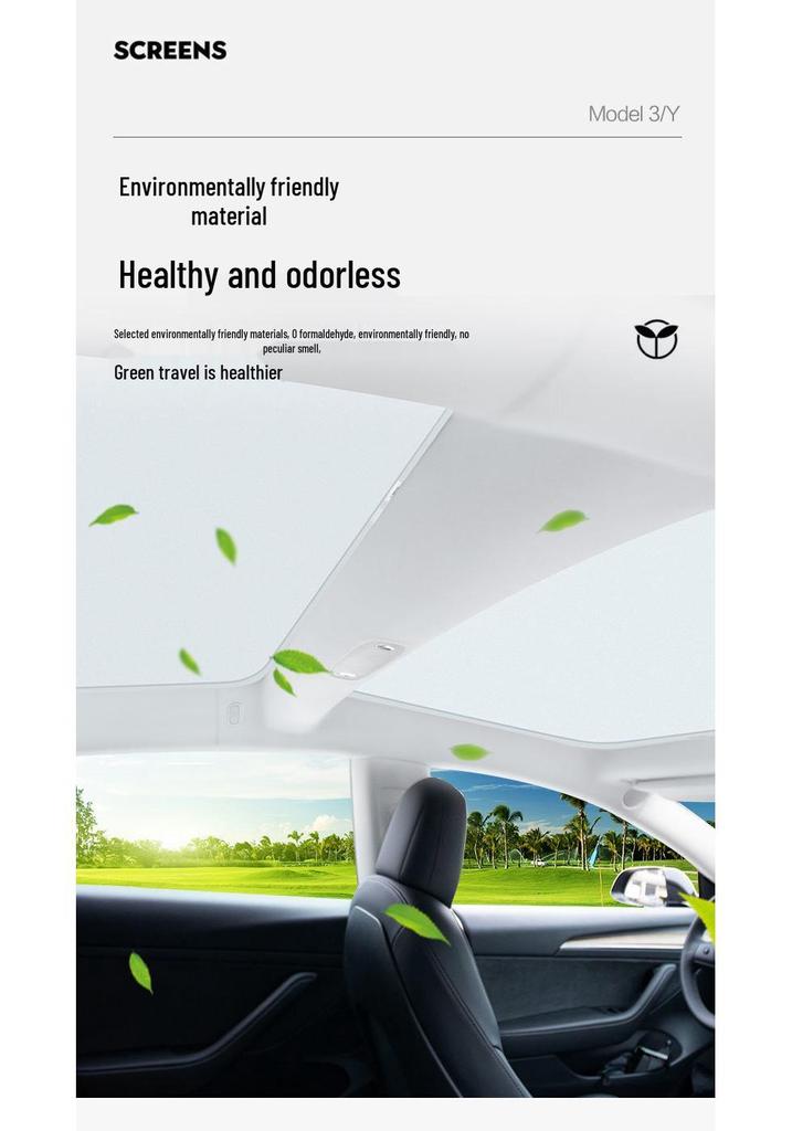 Tesla Model 3 & Model Y Facelift Panoramic Sunroof Sunshade Visor Top Film.
