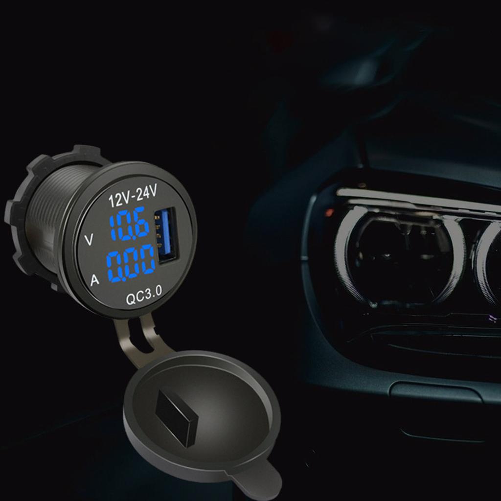 New Car Voltmeter QC 3.0 USB Charger Socket Power Outlet Digital Voltmeter Ammeter Monitoring For Car Boat Marine Rv Motorcycle