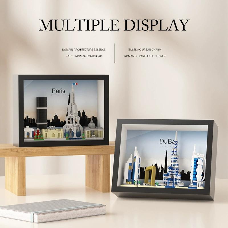MOC Architecture Skylines Paris London New York Dubai Shanghai Street View Building Block Mini Building Block Decoration Toy