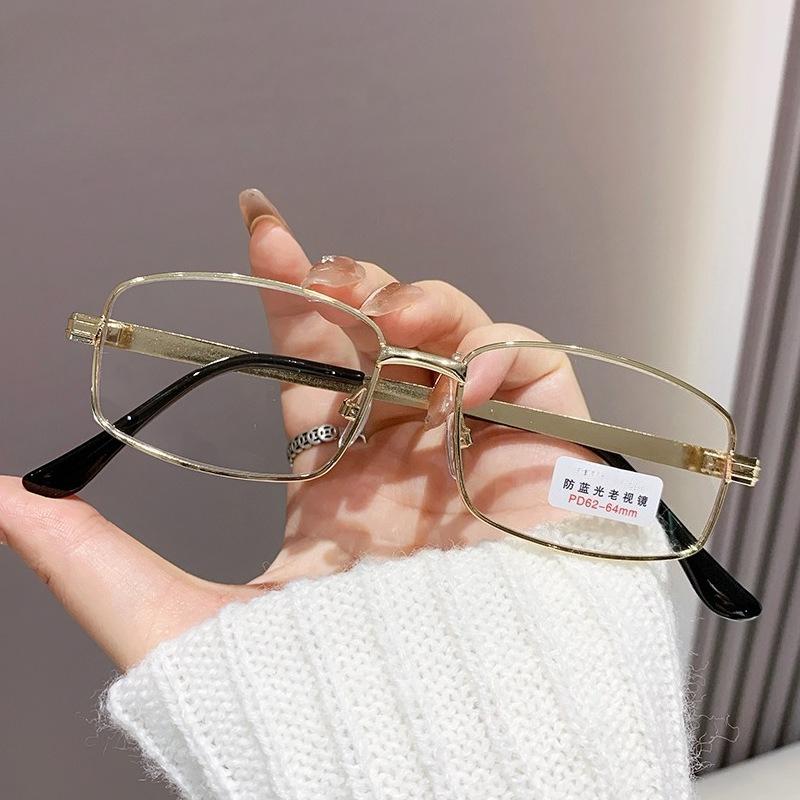 Fashionable Metal-Frame Anti-Blue Light Presbyopia Glasses Unisex High-Definition Ultra-Light Reading Eyewear +1.0 To +4.0