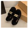 Fashion Women's Leopard Print Autumn Casual Shoes Round Toe Thick Sole Slip-on Loafers Fur Autumn New Outdoor Walking Shoes Slip-on 2024