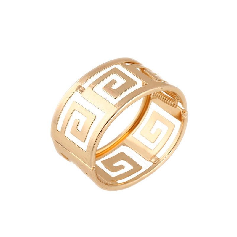 Metal Wide Cuff Bracelet With Hollow Geometric Design For Unisex Fashion Accessory