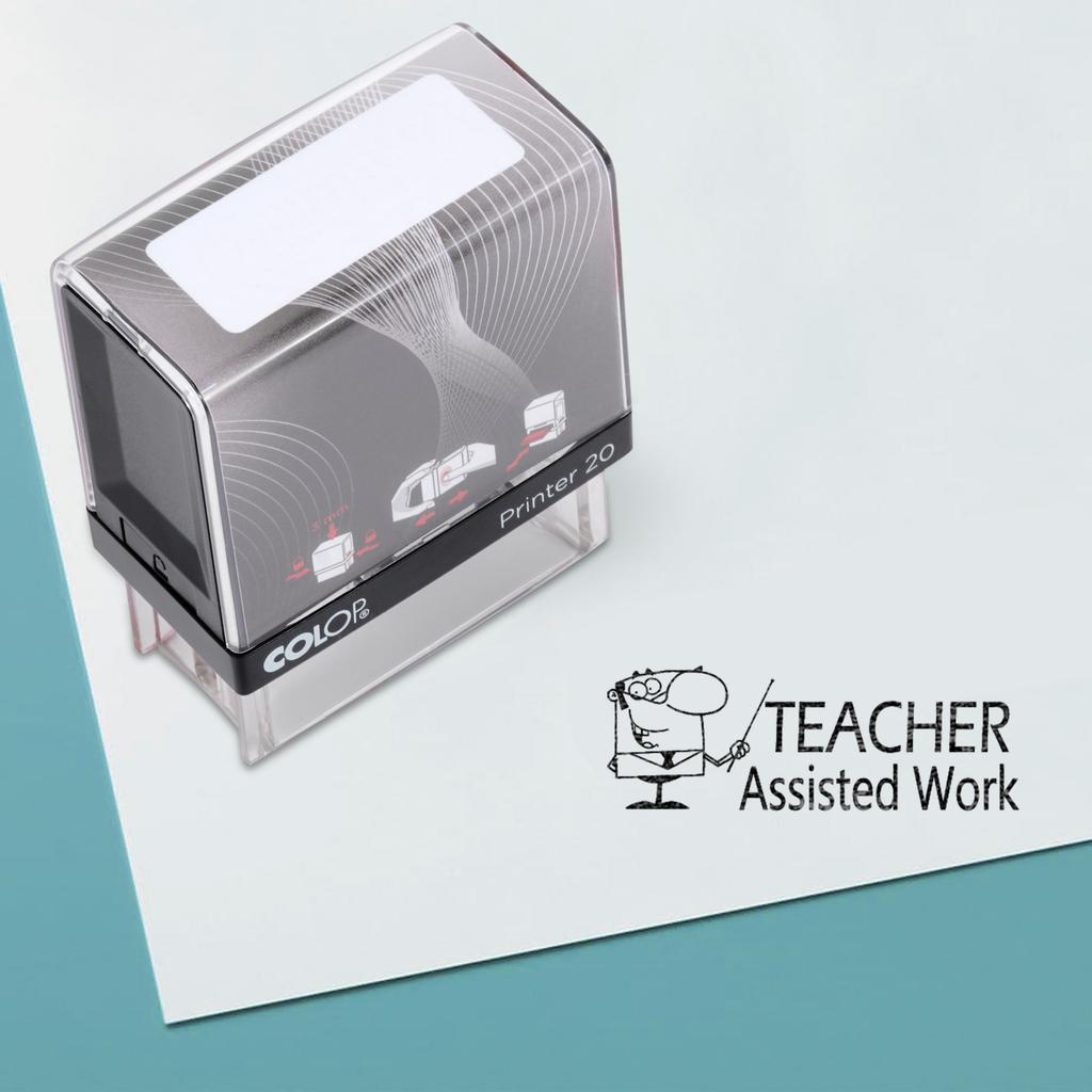 Teacher Assisted Work Self Inking Rubber Stamp Custom Colop Office Stationary P20 Mini Stamper