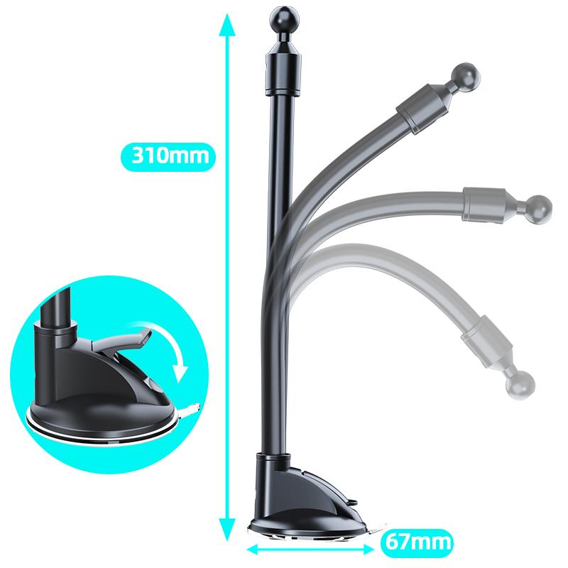 Universal Suction Cup Long Rod Car Windshield Mount Mobile Phone Holder Stand 360 Degrees Rotatable Bracket