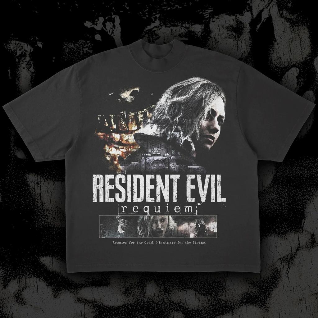 90s Style Shirt Loose Casual Streetwear Classic Horror Game Resident Evil Themed Tshirt Cotton Print Graphic T Shirts Unisex
