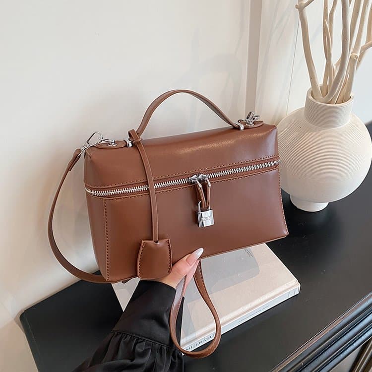 Kleine quadratische Tasche mit Reißverschluss Damen Schulter-Tragetasche